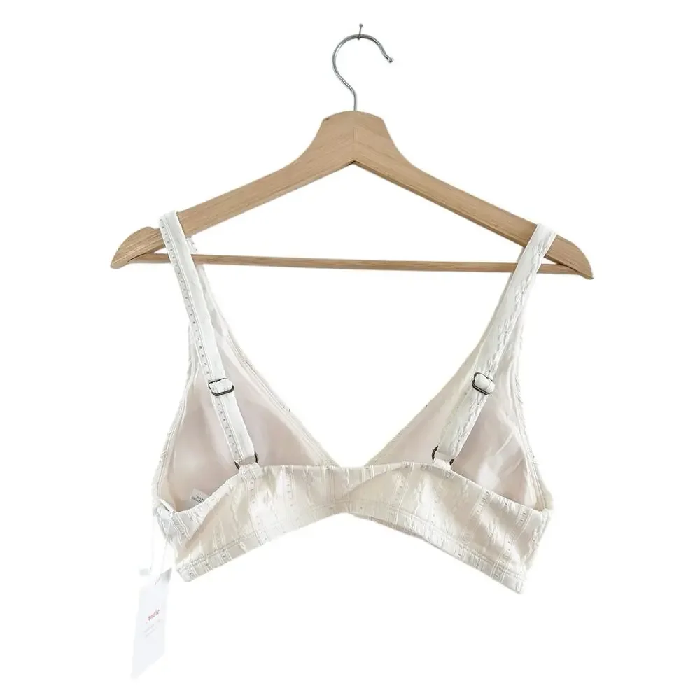 Andie The Belmar Bikini Top in Coconut Floral Eyelet M NWT